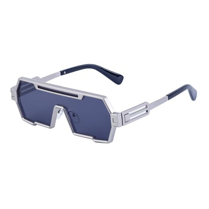 Asymmetric steampunk sunglasses - metal frames with UV400 protection. Bold statement piece for fashion events and creative expression.