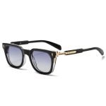Elegant ladies' square sunglasses with gray lenses, neutral design, black frame with polarized lenses, providing outdoor UV protection for fashion conscious men and women.
