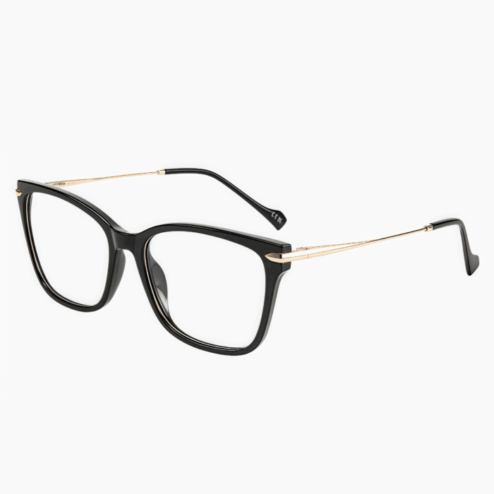 Adaptable square glasses with TR90 material and metal legs. Custom prescription available. Lightweight design suitable from teens to adults. Simple sophistication.
