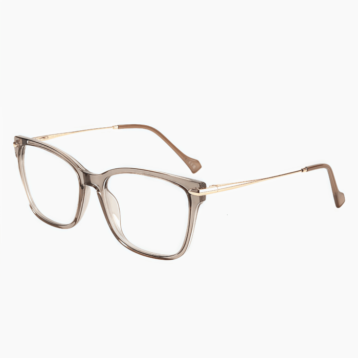 TR90 square frame glasses with metal temples. Custom prescription lenses. For students and adults. Minimalist design for school and office wear.