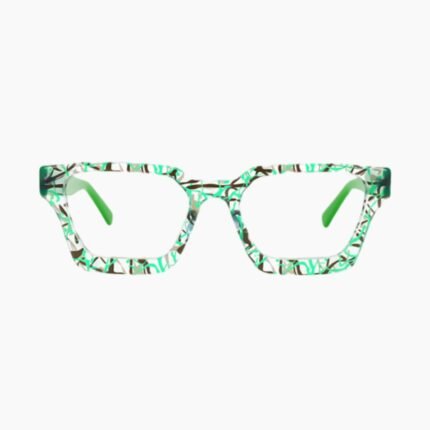 Women's retro square TR90 full-frame prescription glasses with blue light blocking technology and vintage-inspired design for eye comfort.