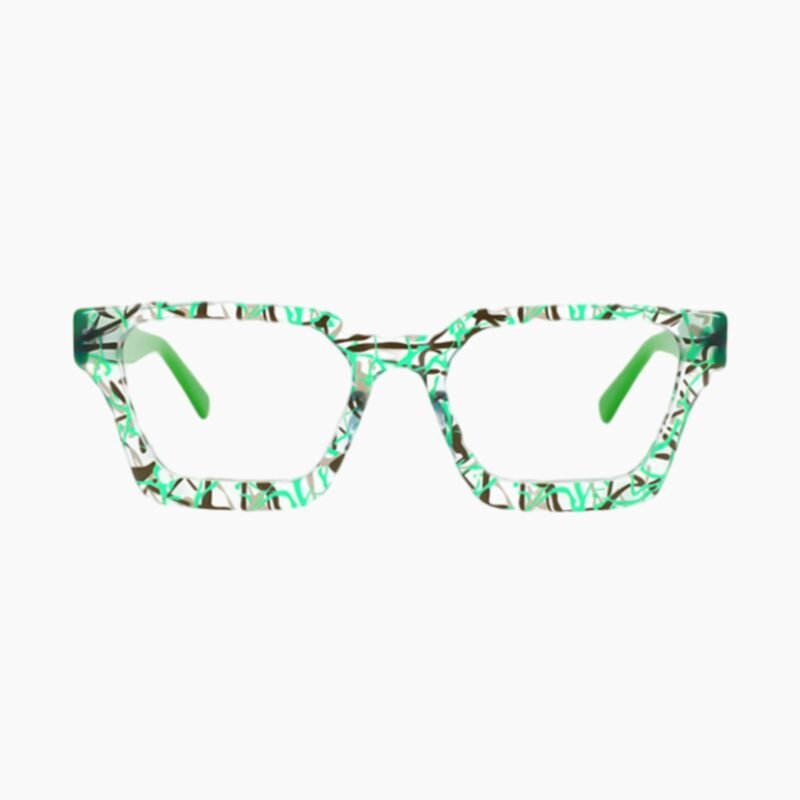 Women's retro square TR90 full-frame prescription glasses with blue light blocking technology and vintage-inspired design for eye comfort.