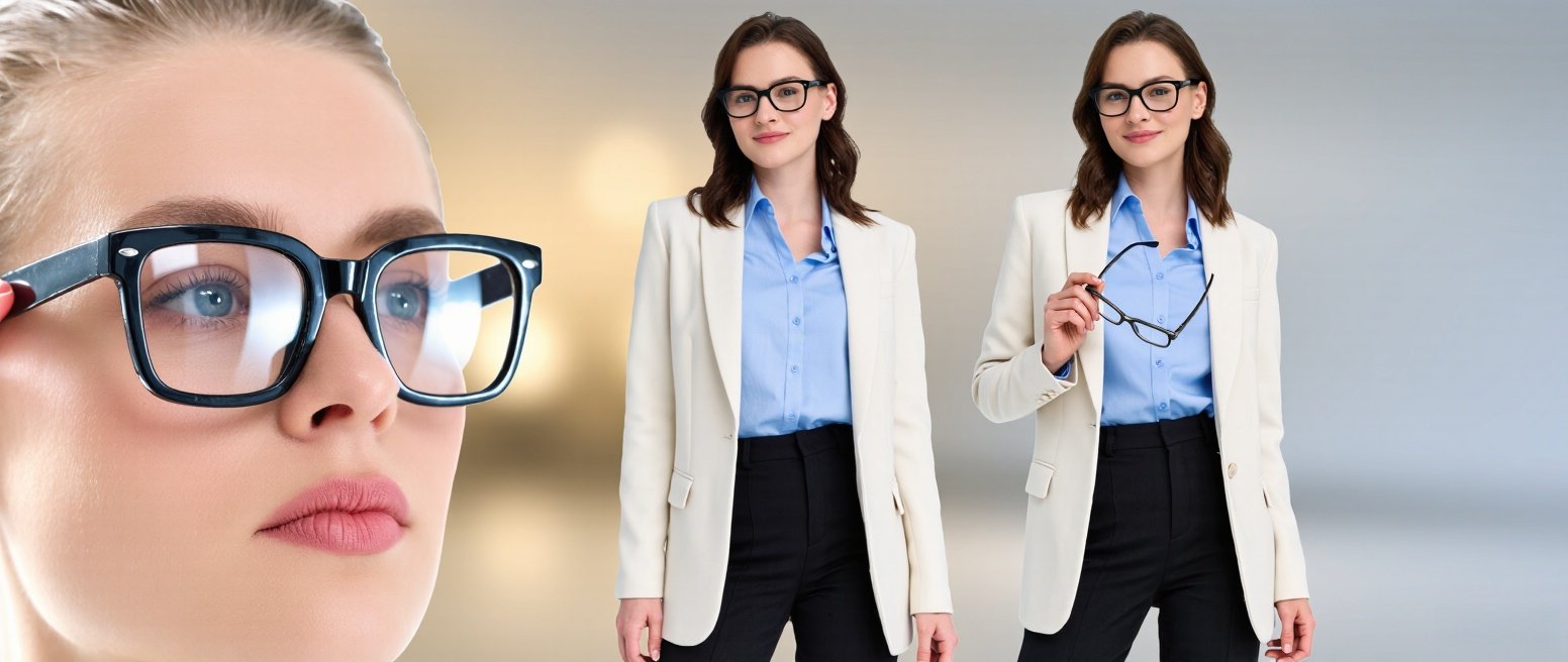 How to choose prescription glasses for your face shape guide. Featuring blue light blocking lenses for oval, round, square and heart face shapes.