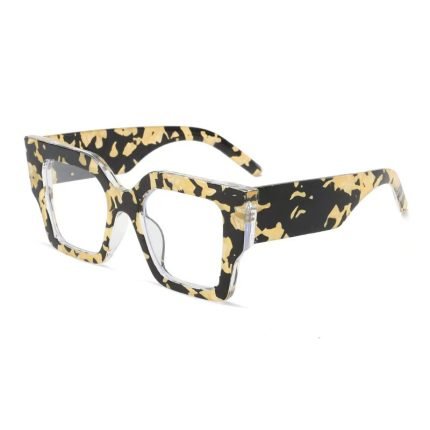 Square cat eye glasses frames in yellow floral pattern for ladies