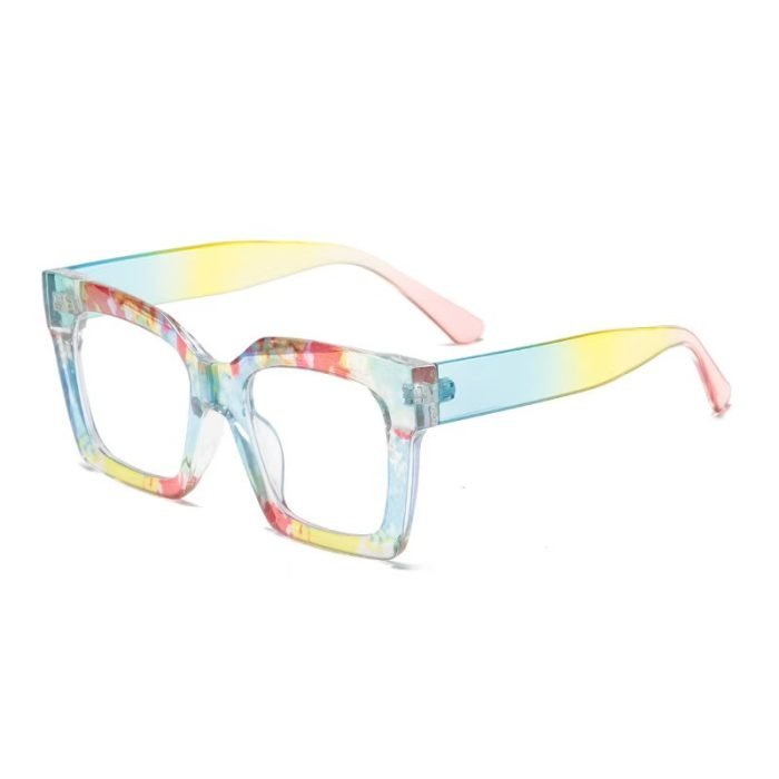 Ladies square glasses frame transparent blue