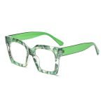 Ladies square glasses frame transparent green