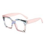 Ladies square glasses frame transparent pink