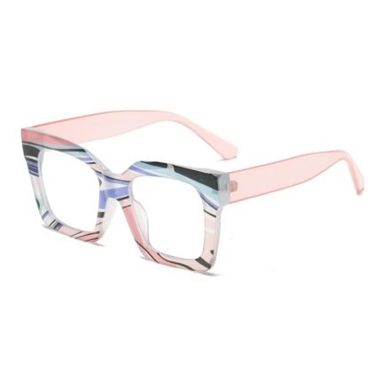Ladies square glasses frame transparent pink