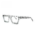 Women's square glasses frames black and white floral blue light blocking