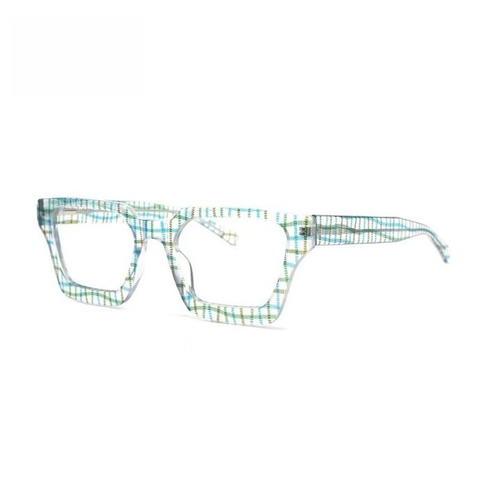 Women's square glasses frame wavy blue light blocking