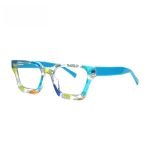 Women's square glasses frames blue legs blue light blocking