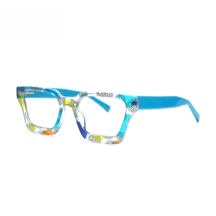 Women's square glasses frames blue legs blue light blocking
