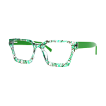 Women's square glasses frames green legs blue light blocking