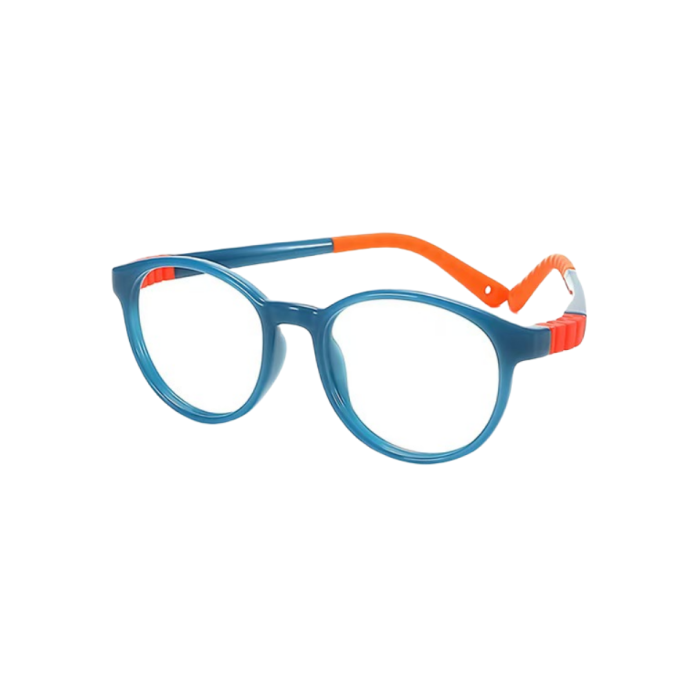 Minimalist kids glasses with prescription lenses - soft TR90 oval frames perfect for homework, reading, and online learning sessions.