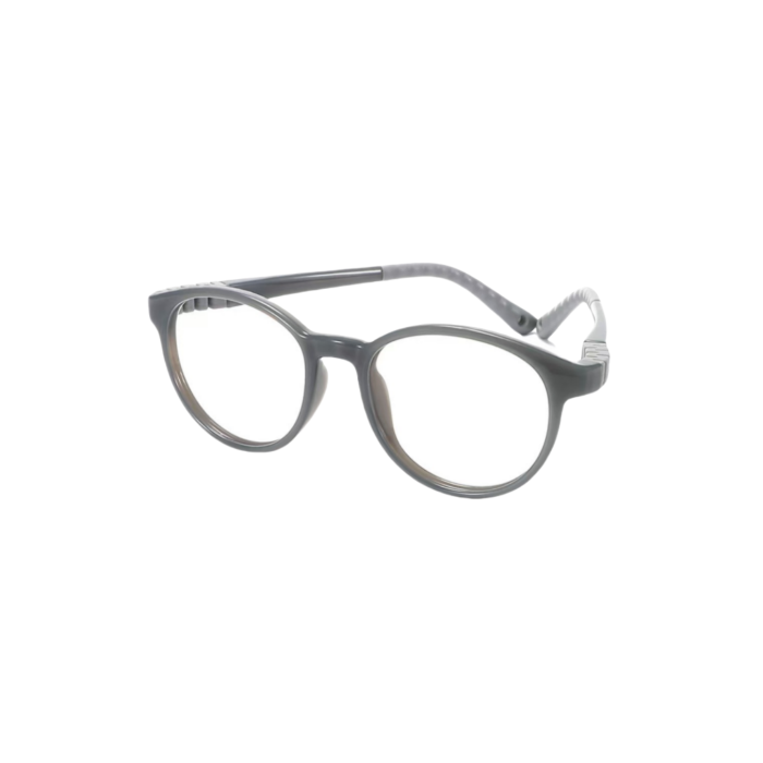 Adjustable kids oval glasses with soft frame - accommodates growing children with customizable prescription AC lenses for clear vision.