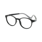 Children's oval glasses with black frames, soft frames and flexible nose pads made of TR90 material, custom prescription lenses, lightweight frame AC lenses, suitable classroom reading and activities.