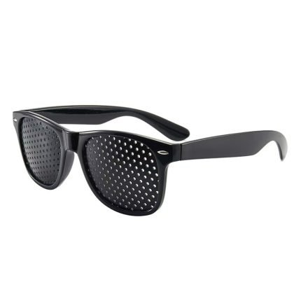 Digital eye strain relief glasses for teens - 5-minute sessions with black pinhole glasses. Multi-hole design helps recover from phone and computer use fatigue.