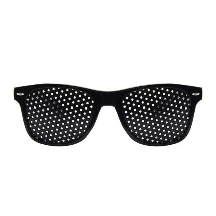 Teen vision correction pinhole glasses - 5-minute daily training reduces eye strain from studying. Black multi-hole design for natural eyesight improvement without surgery.