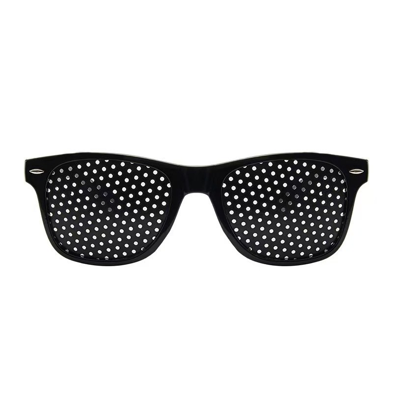 Teen vision correction pinhole glasses - 5-minute daily training reduces eye strain from studying. Black multi-hole design for natural eyesight improvement without surgery.