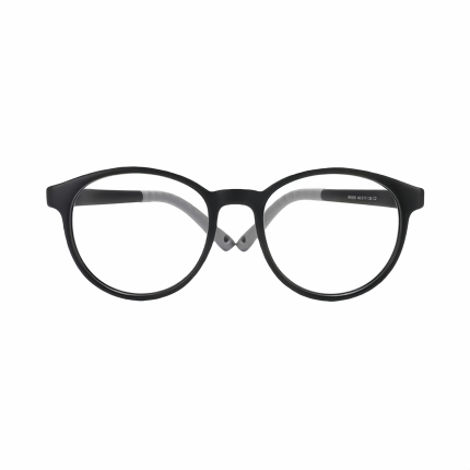 High quality children's glasses, black frame AC lenses safe and worry-free, custom prescription lenses available, minimalist TR90 eco-friendly material, soft safe nose pads, reduce visual stress during learning.