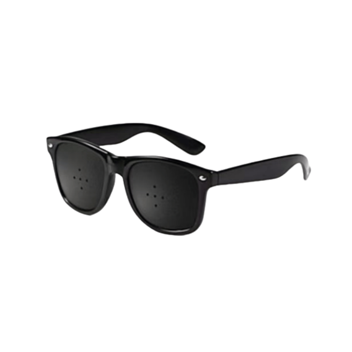Vision training glasses for students - 5-hole pinhole design helps focus during homework. Black corrective glasses for teenage eye health.