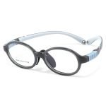 Black frame soft leg children's safety oval glasses, TR90 material, comfortable soft nose pads and anti-break AC lenses, to bring clear vision to Customizable prescription