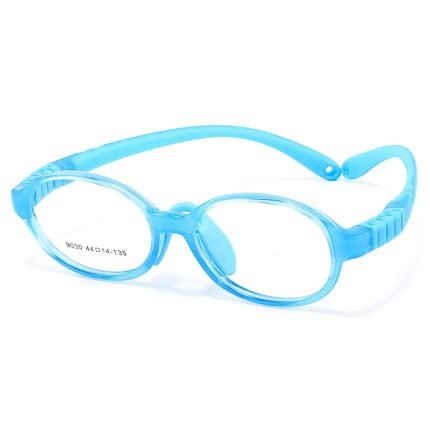 Hypoallergenic kids glasses with extra-soft nose pads - oval TR90 frame with prescription lenses for sensitive skin and all-day comfort.