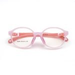 Brightly colored kids prescription glasses with AC lenses - soft TR90 oval frames and gentle nose pads for comfortable all-day school wear and learning.