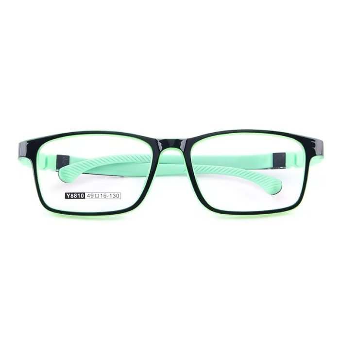 Vibrant children's prescription glasses - durable TR90+silicone frames with soft nose pads withstand active play and recess activities safely.