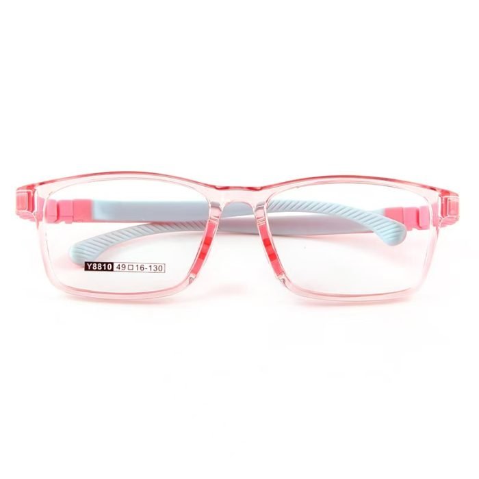 Hypoallergenic kids glasses with ultra-soft nose pads - colorful TR90+silicone frames and custom prescription lenses for irritation-free wear.