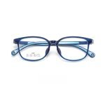 TR90 blue framed blue leg, with silicone nose pad for children's glasses. Comfortable to wear during class, prescription lens anti blue light can be selected.