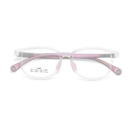 Durable elementary school glasses with prescription lenses - flexible TR90 frames and soft nose pads withstand playground activities safely.