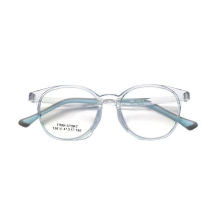 Ultra-lightweight kids prescription glasses - 10g round TR90 frames with gentle nose pads for comfortable all-day wear.