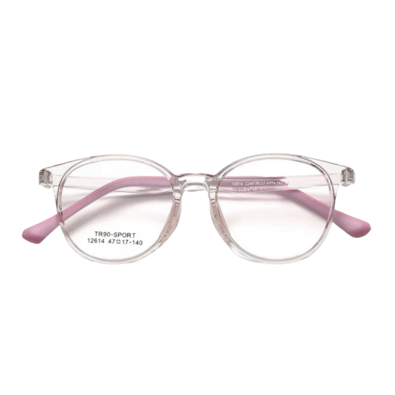 Shatterproof round glasses for kids - 10g TR90 frames with soft nose pads. Custom prescription lenses for worry-free play.