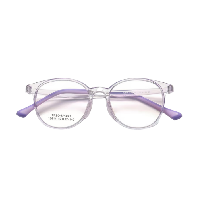Kids computer gaming glasses.Transparent white pink frame.Can be fitted with myopia lenses.Reduces blue light exposure from screens during video game sessions and online classes.