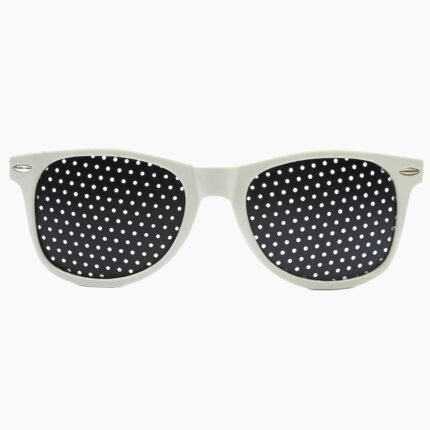 Uni-sex elliptical pinhole glasses for vision correction with full-frame design, reducing eye strain and improving focus clarity naturally.