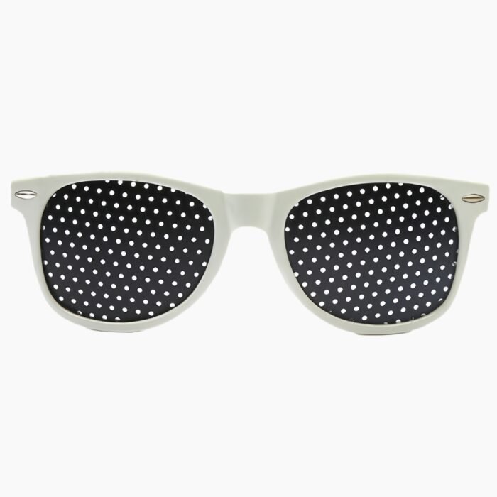 Uni-sex elliptical pinhole glasses for vision correction with full-frame design, reducing eye strain and improving focus clarity naturally.