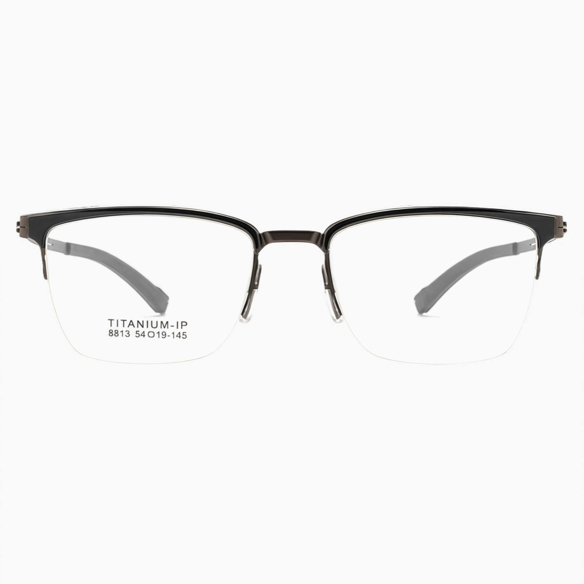 000000 Stylish titanium half frame glasses for custom prescription glasses. Durable and lightweight design for everyday wear.