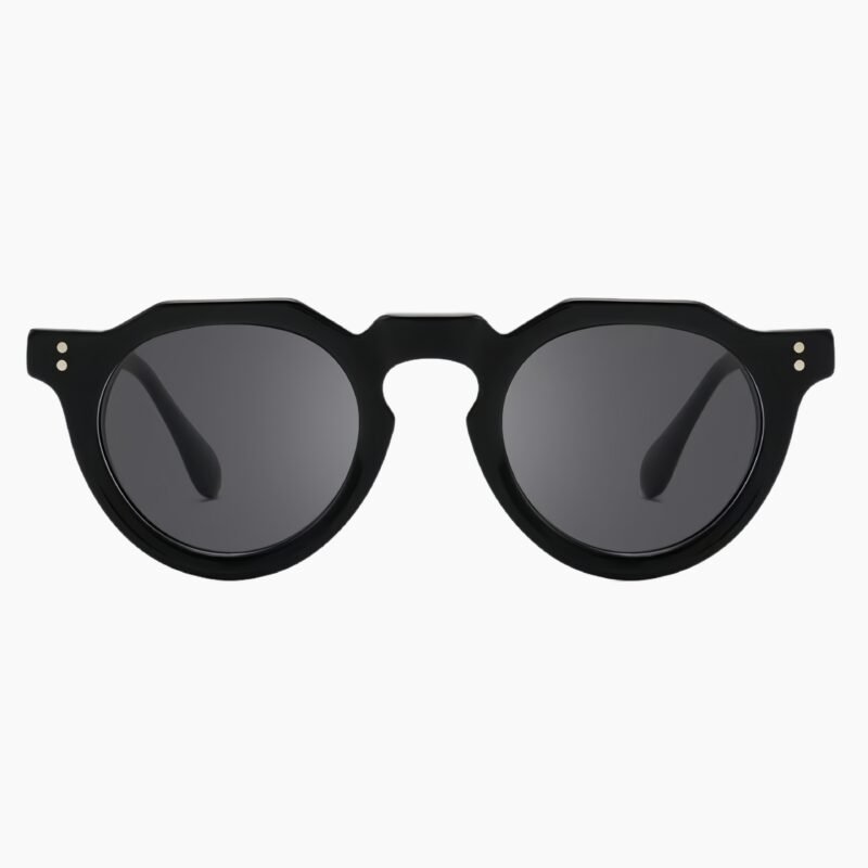 Vintage oval sunglasses with thick acetate frames, polarized lenses and UV400 protection for unisex wear.