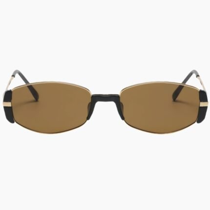 Women's minimalist frameless elliptical sunglasses with UV protection, featuring lightweight design and modern style for effortless sunwear elegance.