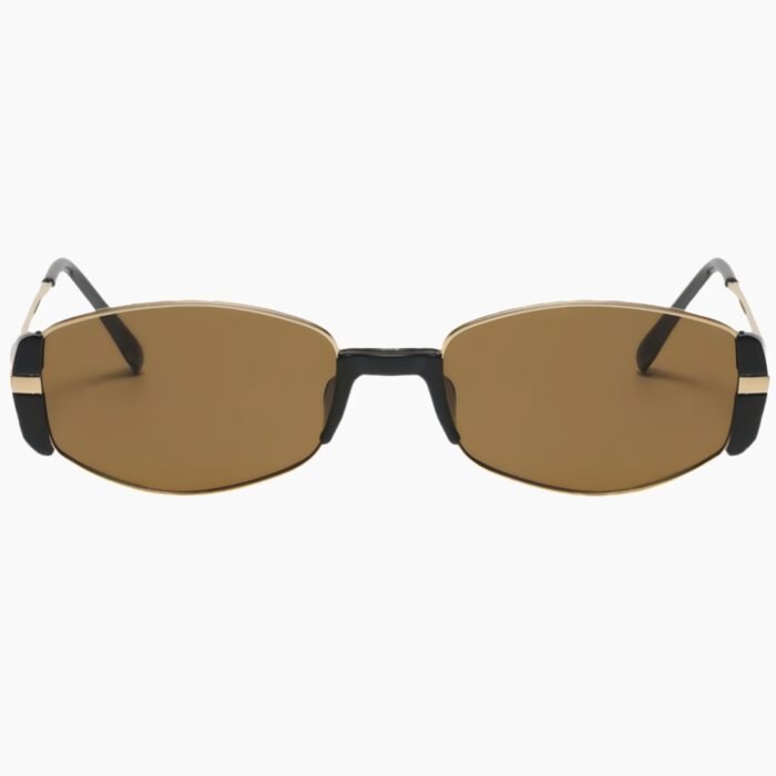 Women's minimalist frameless elliptical sunglasses with UV protection, featuring lightweight design and modern style for effortless sunwear elegance.