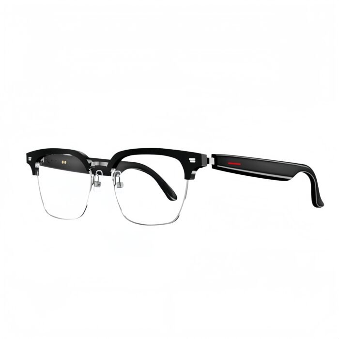 Unisex smart glasses with blue light protection in semi-rimless and full-frame designs featuring minimalist style and advanced digital lens technology.