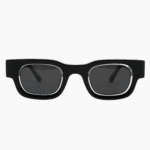 Thick acetate square frame sunglasses with polarized UV400 lenses. Vintage-inspired unisex design for luxury sun protection and stylish outdoor wear.