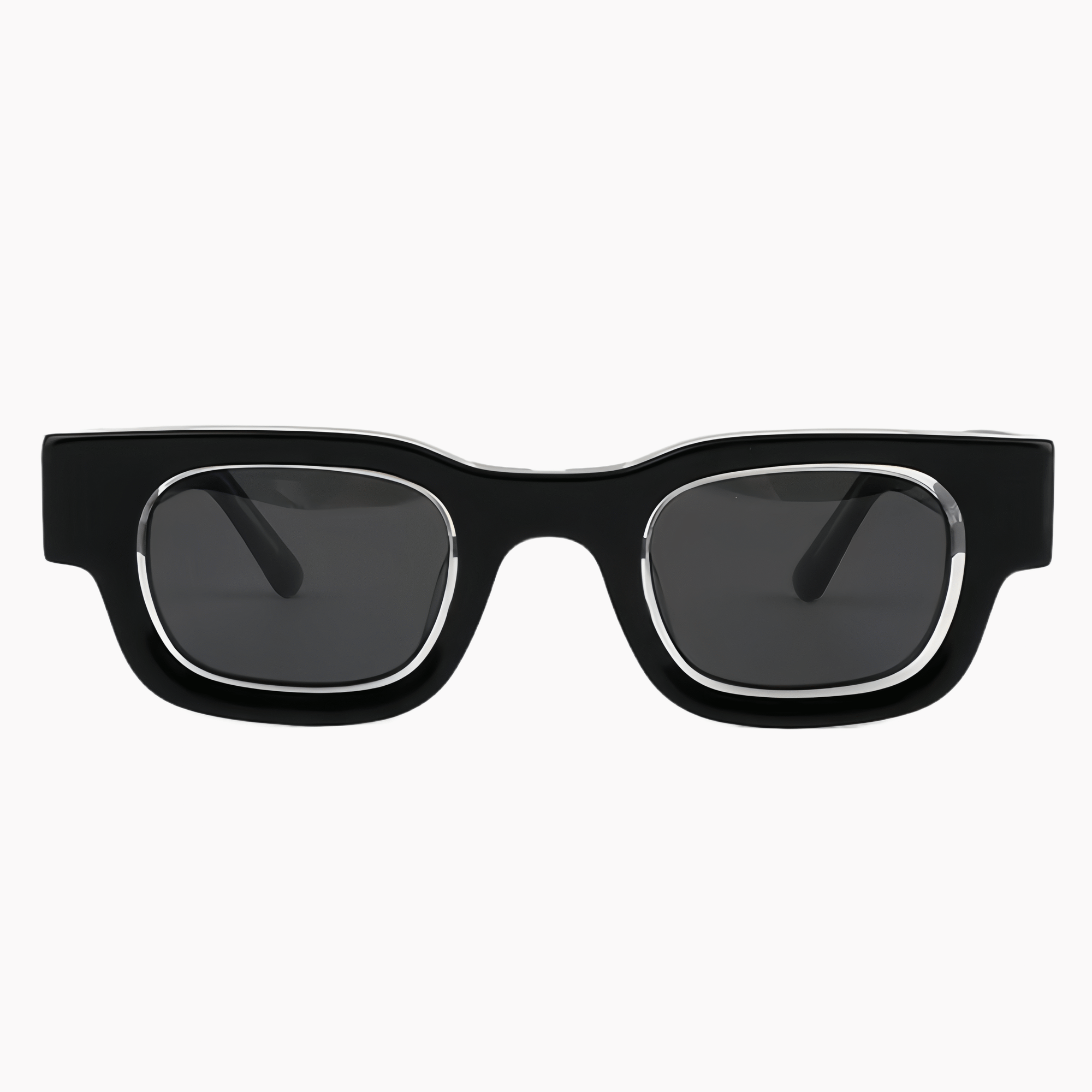 55555 Thick acetate square frame sunglasses with polarized UV400 lenses. Vintage-inspired unisex design for luxury sun protection and stylish outdoor wear.