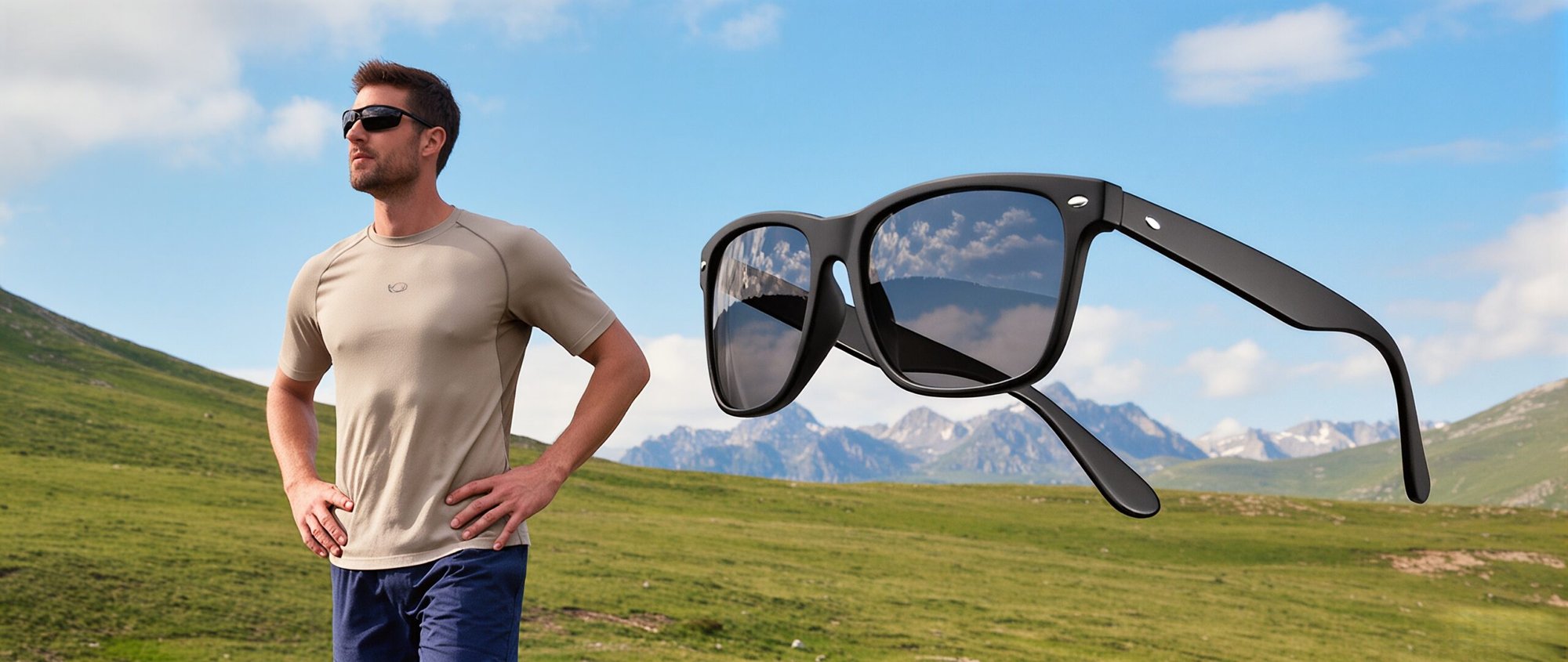 Brown tortoiseshell sunglasses for men with polarized lenses, perfect for driving and reducing glare on bright sunny days.