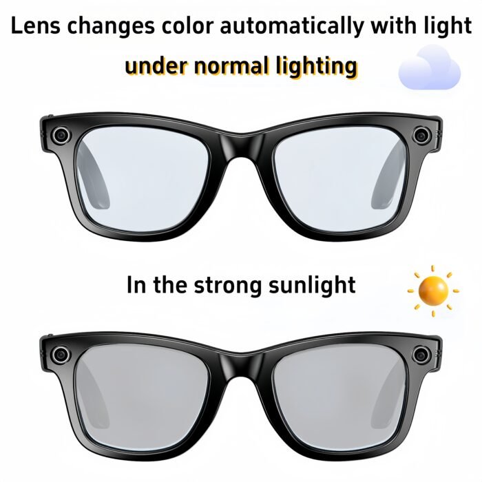 Light-changing polarized smart glasses with AI features. Make calls, record, translate. For teens to adults. iOS/Android compatible. Perfect for cycling and driving.
