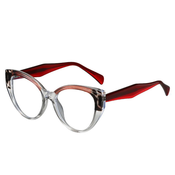 Unisex blue light blocking glasses in a stylish cat-eye shape. UV400 protection, lightweight TR90 material, ideal for work and casual use.