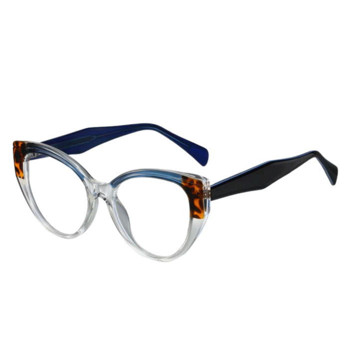 Computer glasses with full UV400 protection. Stylish unisex transparent TR90 cat-eye frame reduces digital eye strain from screens.