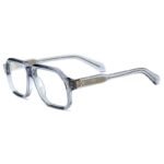 Designer women's architectural acetate eyeglasses with custom prescription options, sophisticated unconventional silhouette