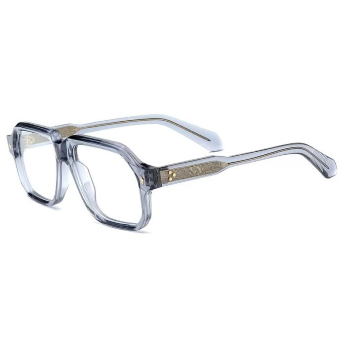 Designer women's architectural acetate eyeglasses with custom prescription options, sophisticated unconventional silhouette